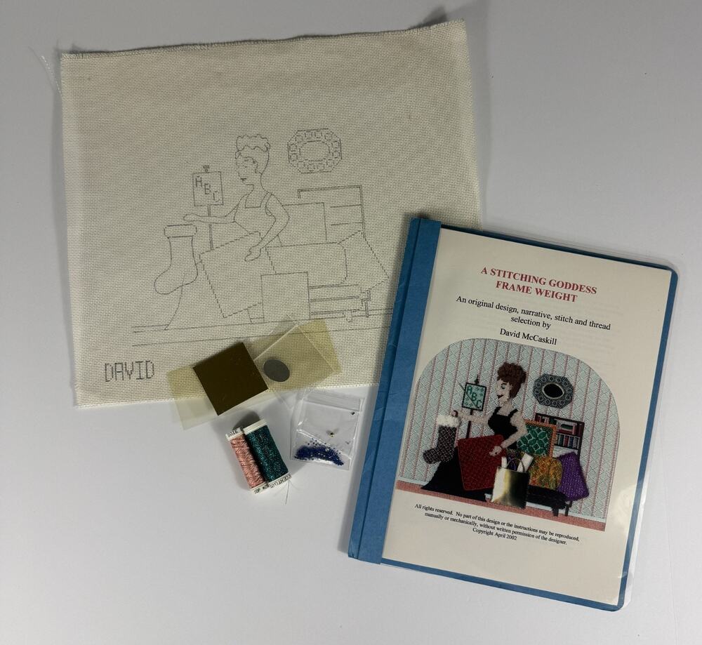 David McCaskill Needlepoint Canvas A Stitching Goddess Frame Weight Guide